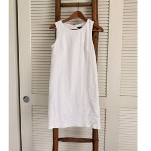 Ann Taylor Petite Textured Sheath Dress White Sleeveless Zipper Closure Size 00P